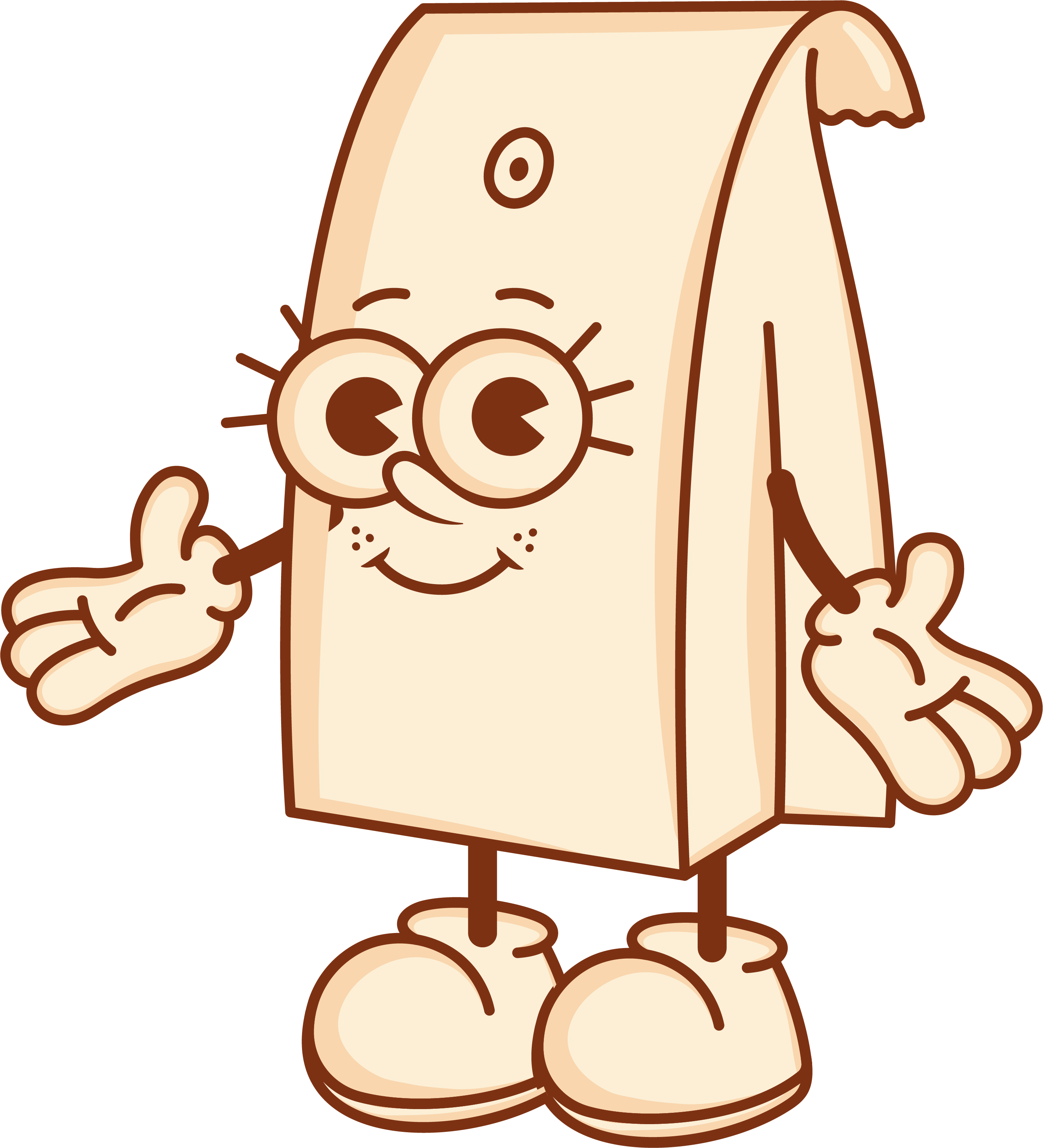 Ilustración personaje bolsa de café feliz saludando mascota oficial Alma de Mariposa